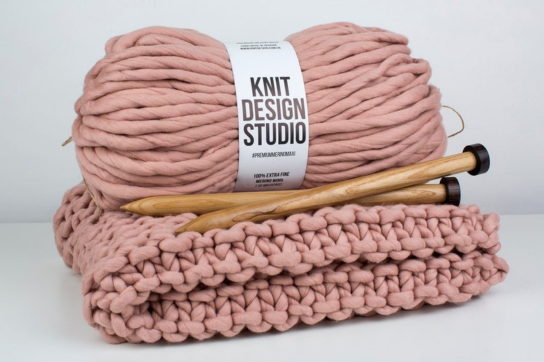 Chunky Blanket Diy Kit Knit Knitting Chunky Knit Blanket Knitting Kit