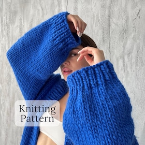 Long chunky knit cardigan KNITTING PATTERN - Oversized cardigan knit pattern - Knitted cardigan easy pattern