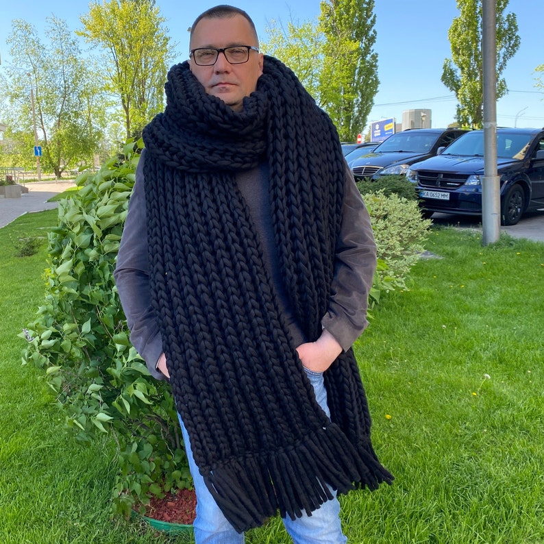 Oversized Mens Knit Scarf Big Chunky Scarf Men Lenny Kravitz Scarf