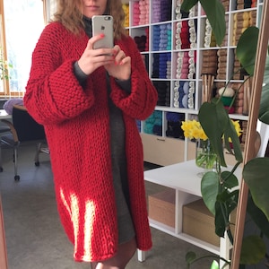 Long Chunky Knit Cardigan. Oversized Knit Cardigan. Top Yarn Long Chunky Knit Cardigan. Oversized Knit Cardigan. Top Yarn
