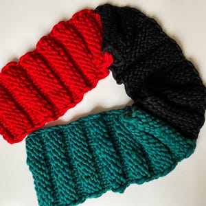 Colorblock oversized chunky knit scarf - Wool scarf women handmade - Big winter knitted scarf