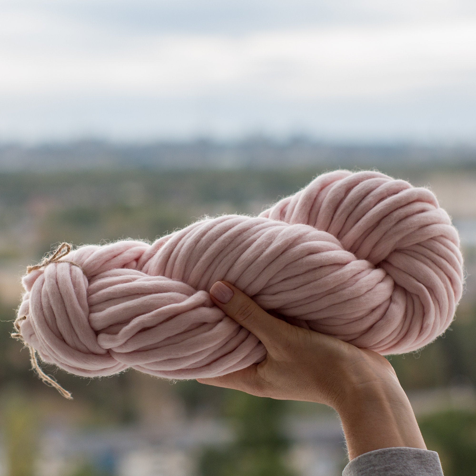 Thick wool Light pink yarn Jumbo wool yarn Giant merino Etsy