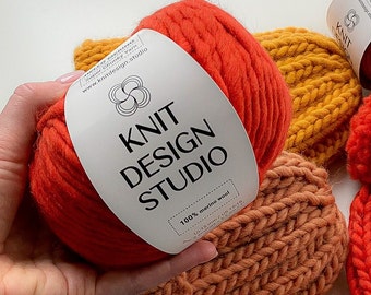 Chunky merino wool crochet & knitting yarn - Super bulky yarn - Rust thick yarn 200g