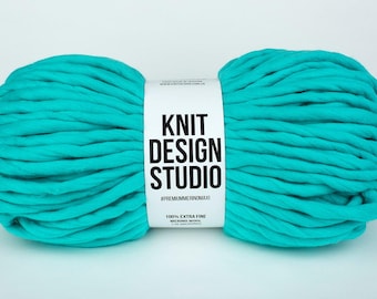Turquoise Handspun Jumbo Merino Yarn, Aqua Blue Chunky Wool, 300g