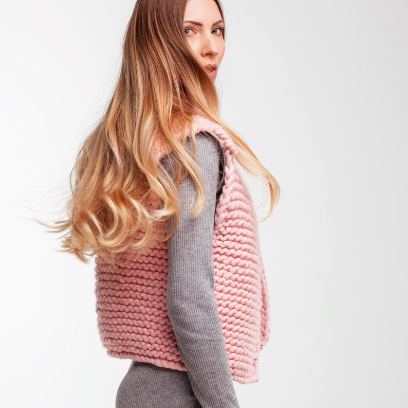 Oversized knit wool vest SALE Women waistcoat Sleeveless jacket cardigan Ready to ship image 3