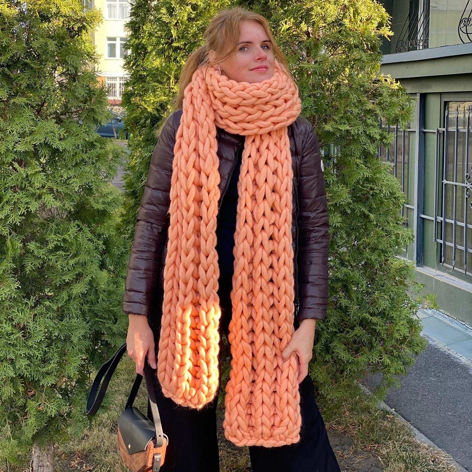 Chunky Knit Scarf - Oversized Winter Scarf - Bulky Hand Knitted