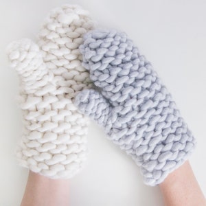 Hand knit mittens Chunky wool mittens womens Winter adult warm mittens Handmade gifts image 1