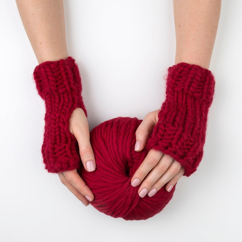 Fingerless gloves Wool knitted arm warmers Womens fingerless mittens Winter knit hand warmers image 1