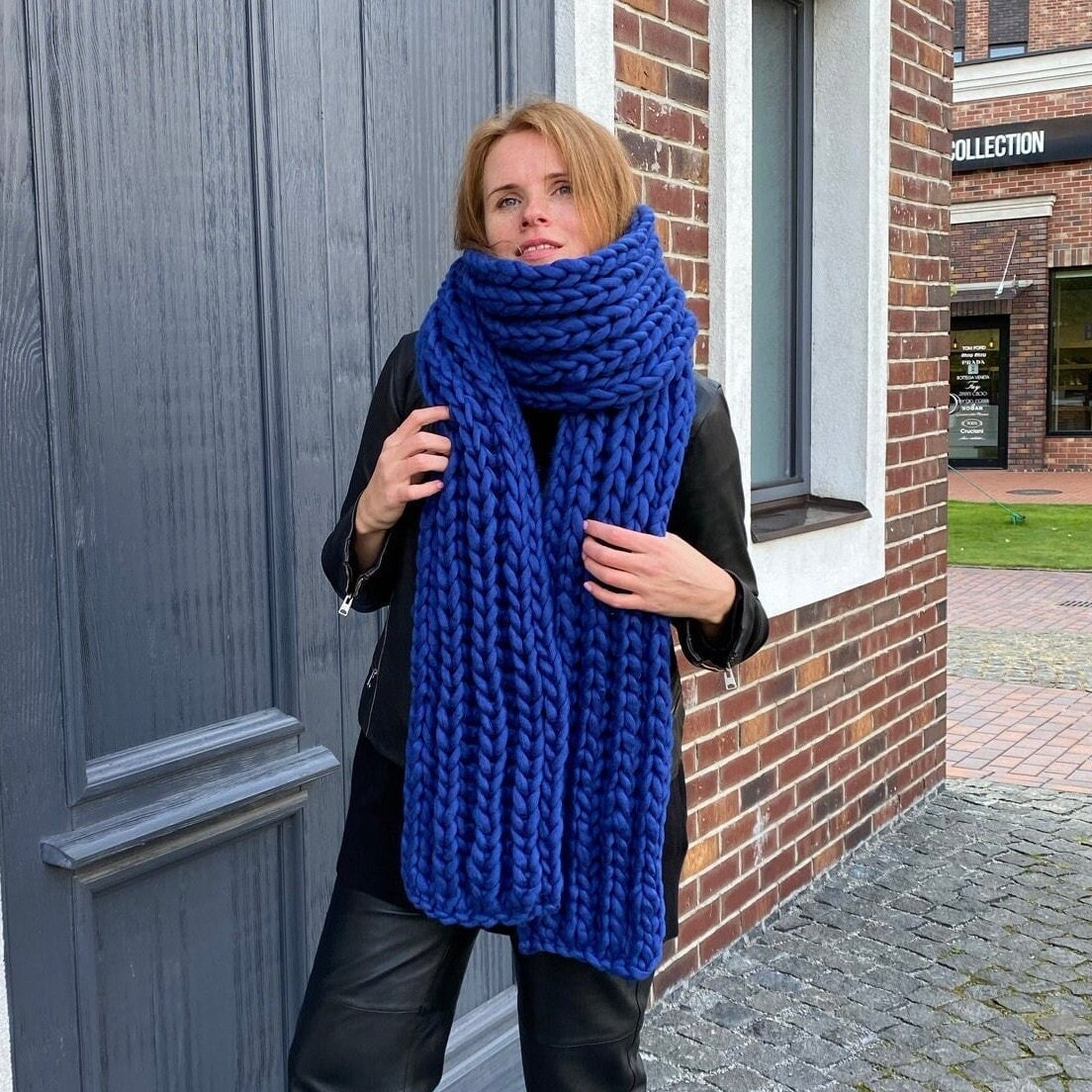 Oversized Chunky Knit Scarf Handmade Knitted Scarf Large - Etsy
