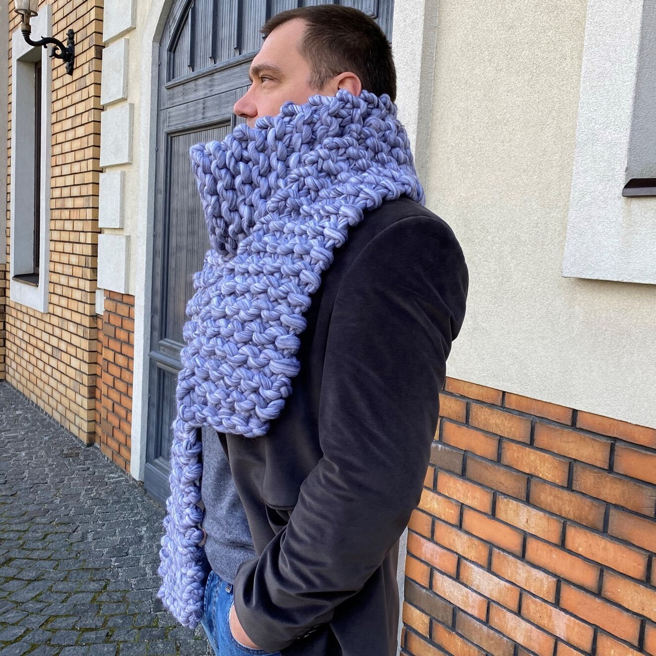 Arm Knitted Chunky Scarf, Winter Scarf, Chunky Scarf, Knitted
