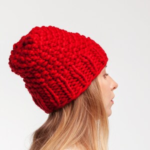 Slouchy knitted beanie hat - Wool winter knit hat - Hats women handknit