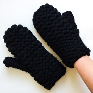 Hand knit mittens Chunky wool mittens womens Winter adult warm mittens Handmade gifts image 6