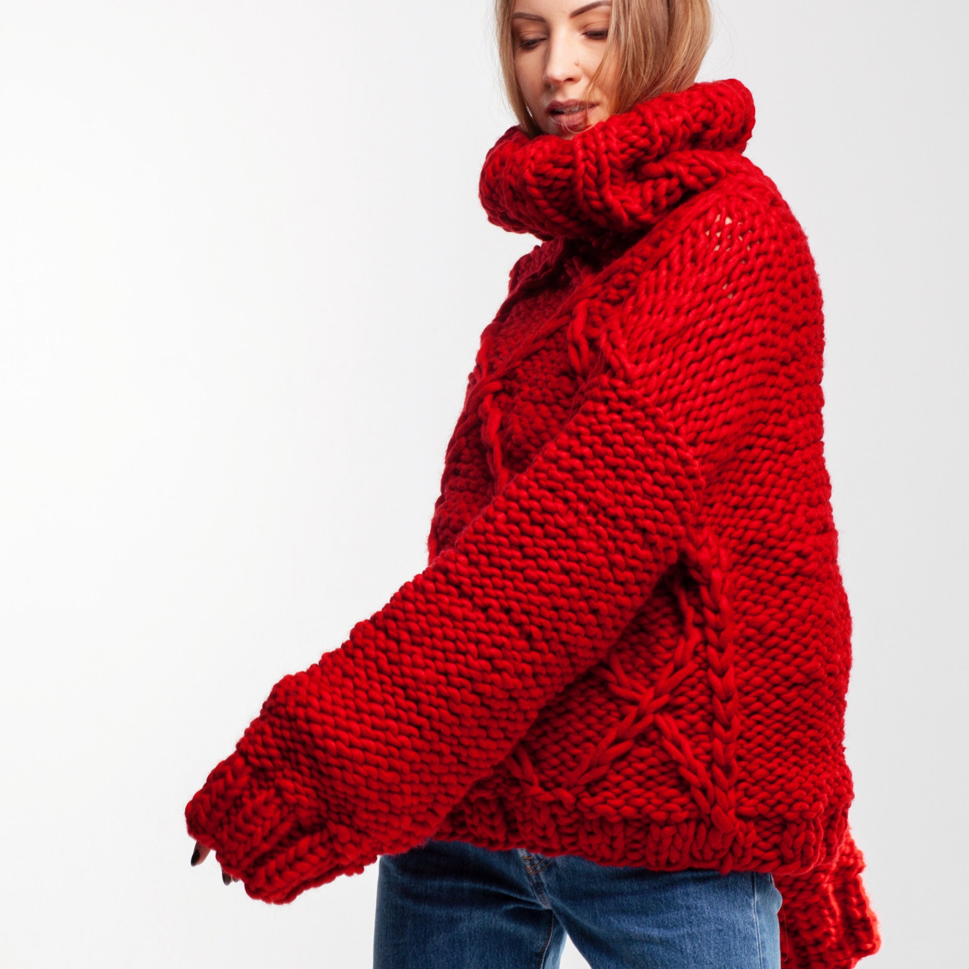 Dark red yarn chunky merino wool wool roving yarn single Etsy