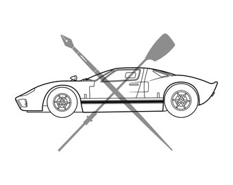 Ford GT40 Svg Png Eps Descarga instantánea Gráfico vectorial Arte lineal Silueta Clip Art