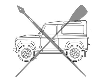 Land Rover Defender 90 Svg Png Eps Descarga instantánea Gráfico vectorial Arte lineal Silueta Clip Art