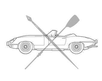 Jaguar E-Type Svg Png Eps Descarga instantánea Gráfico vectorial Arte lineal Silueta Clip Art