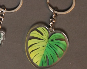 Monstera Variegated Aurea Keychain Charm | Leaf Acrylic Keychain | Monstera Keychain | Plant Lover Gift | Monstera Bag Charm