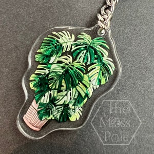 Monstera Albo Keychain | Plant Gifts House Plant Lover Gift | Variegated Monstera Keychain | Plant Keychain | Leaf Bag Charm