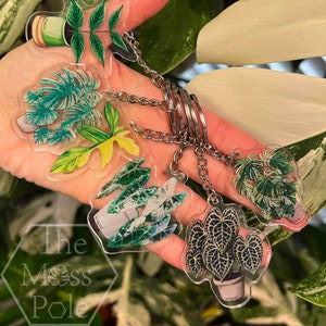 Rare Tropical Plant Keychain | Plant Gifts House Plant Lover Gift | Monstera Albo Keychain | Hoya Keychain | Anthurium Bag Charm
