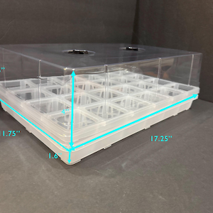 Seedling Propagation Set with Dome | 24 Clear Pots and Pot Holder Shuttle Tray