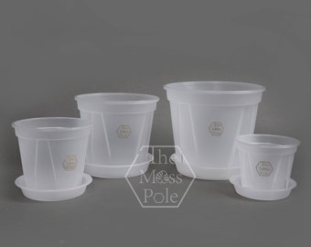 High quality Clear transparent plant pots with good drainage planter! Multi-size Available! Large clear plant pots with saucers