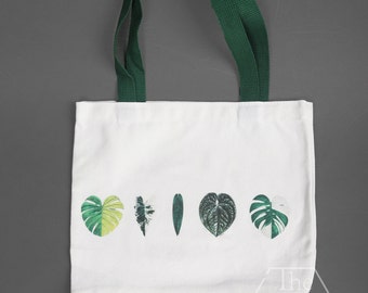 Stylish Aroid Tote Bag for Plant Enthusiasts - Eco-Friendly Canvas Bag with Monstera Leaf Print