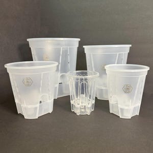 4 - 8 inch high quality frost clear transparent self watering plant pots, healthy root system, drainage airflow pot
