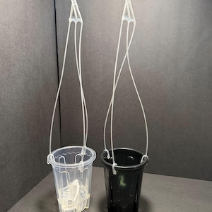 4" to 8" Frost Clear Hanging Self-Watering Planter | Lightweight Plastic Pot with Removable Hanger | Modern Indoor See Through Garden Pot 4 inch - black clear