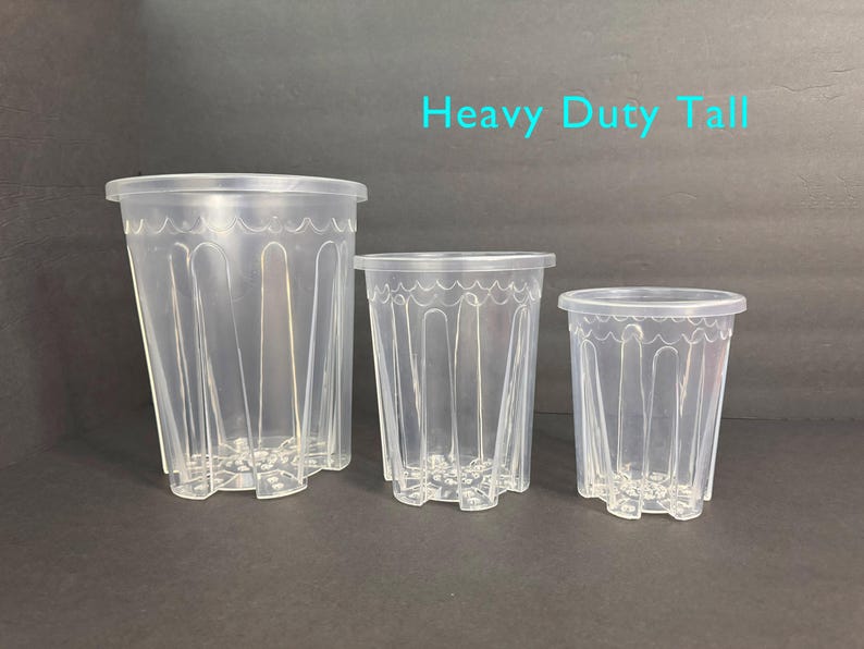 High quality TALL clear transparent plant pots with good drainage planter! Multi-size Available! Large tall clear plant pots with saucers image 4