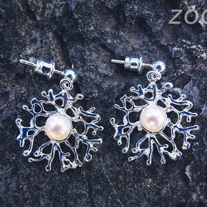 Dangle Pearl Earrings, Silver Pearl Earrings, Natures Jewelry, June Birthstone Jewelry, Bridesmaid Gifts, Small Gemstone Earrings