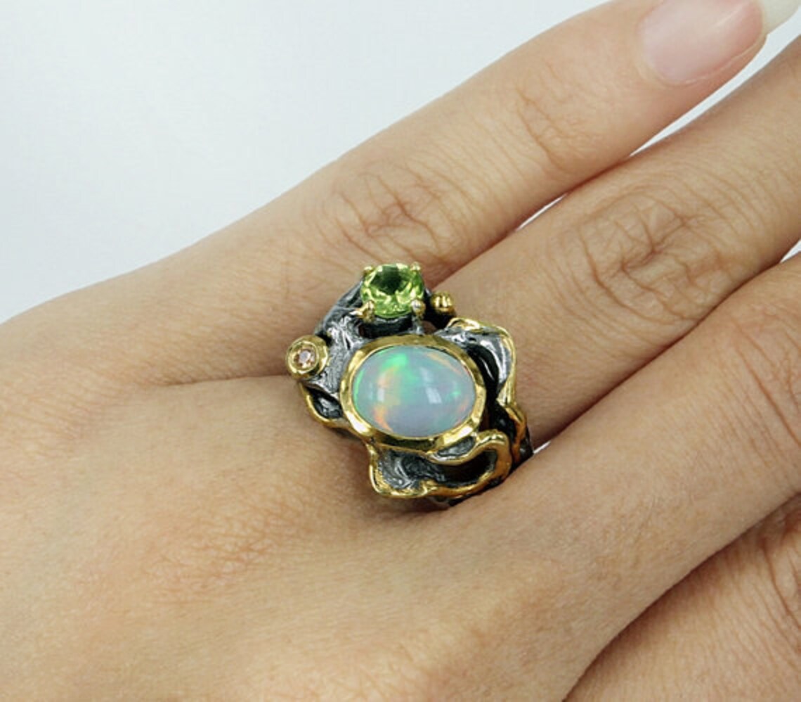 Opal Ring Ethiopian Opal Ring October Birthstone Ring Opal - Etsy