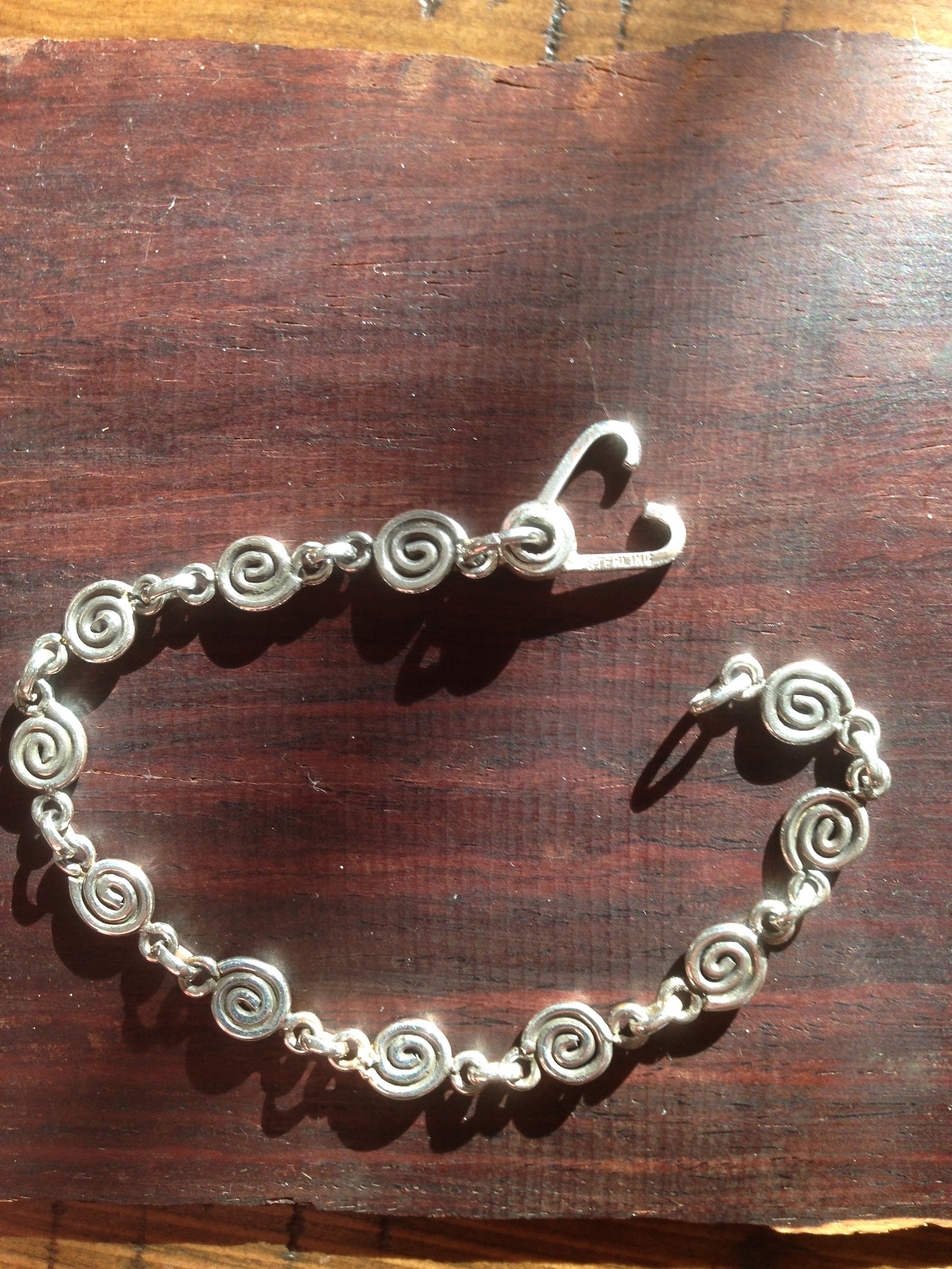 Sterling Silver Spiral Bracelet With Sister Hook Clasp Etsy