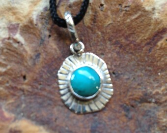 Handmade silver and turquoise pendant