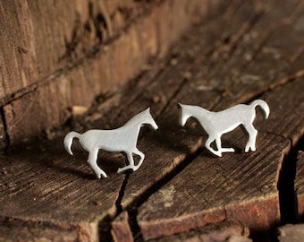 Horse Stud Earrings / Galloping Horse Earrings / Equestrian Earrings
