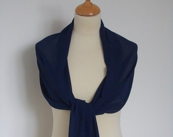 Navy chiffon wrap shawl scarf for bridesmaids,  weddings, prom, races. UK seller