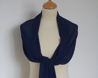 Navy chiffon wrap shawl scarf for bridesmaids,  weddings, prom, races. UK seller