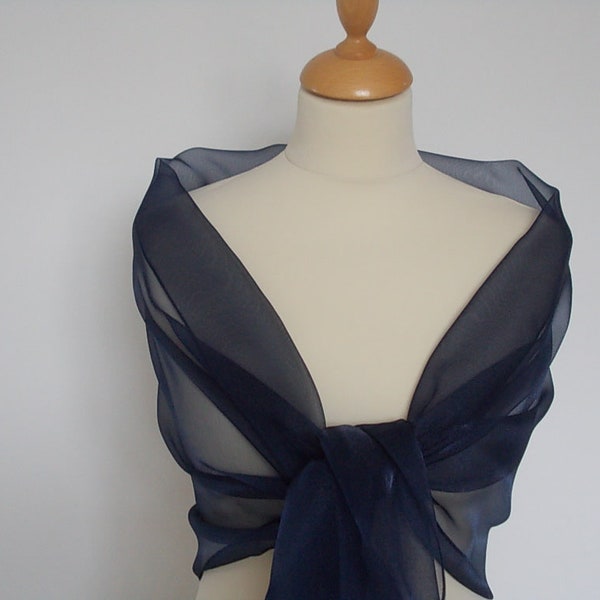 Navy organza wrap shawl scarf for bridesmaids,  weddings, prom, races. UK seller