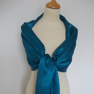 Lovely Teal  satin wrap shawl scarf for bridesmaids,  weddings, prom, races. UK seller