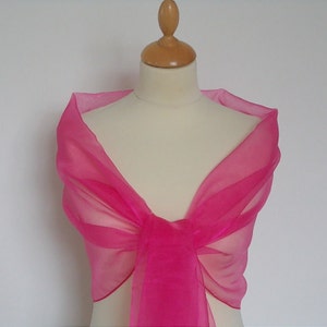 Hot pink organza wrap shawl scarf for bridesmaids, weddings, prom, races. UK seller image 2