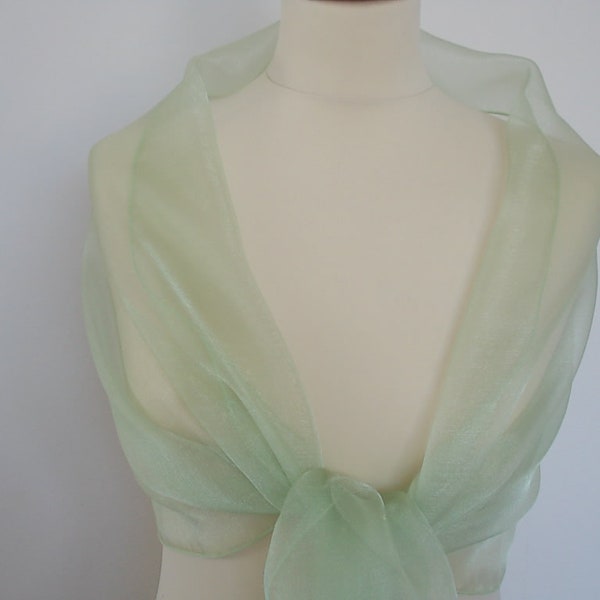 Light sage green organza wrap shawl scarf for bridesmaids,  weddings, prom, races. UK seller