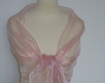 Soft pink organza wrap shawl scarf for bridesmaids,  weddings, prom, races. UK seller