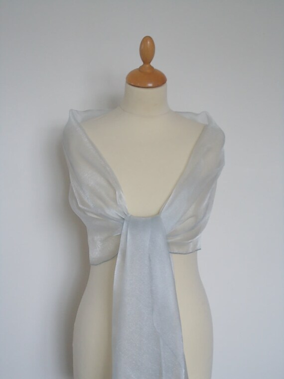 Silver Crystal Organza Wrap Shawl Scarf 
