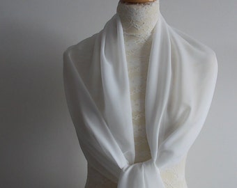 Ivory chiffon wrap shawl scarf for brides,  bridesmaids,  weddings, prom, races. UK seller