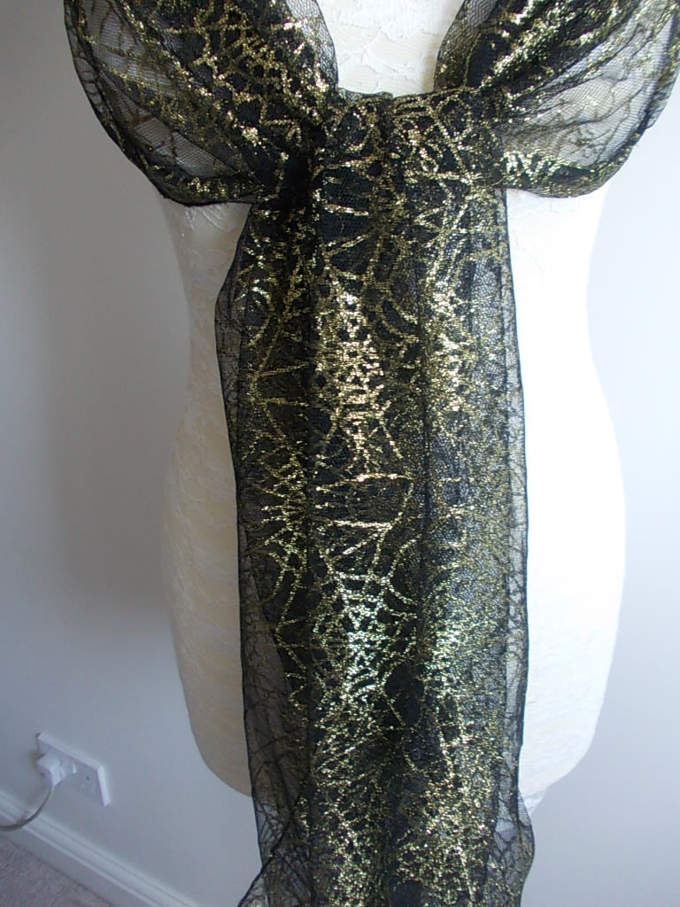 Gold and Black Glitter Spiderweb Wrap Shawl Scarf for - Etsy UK