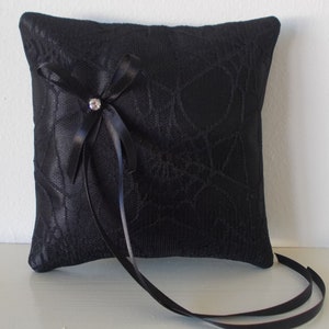 Wedding ring pillow Black Lace ring bearer pillow black lace black lace wedding decor siver black wedding gothic wedding