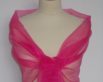 Hot pink  organza wrap shawl scarf for bridesmaids,  weddings, prom, races. UK seller