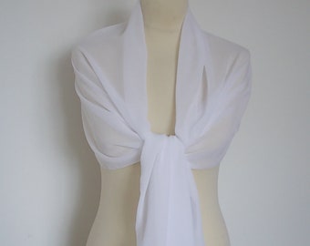 White chiffon wrap shawl scarf for bridesmaids,bride, weddings, Communion, prom, races. UK seller