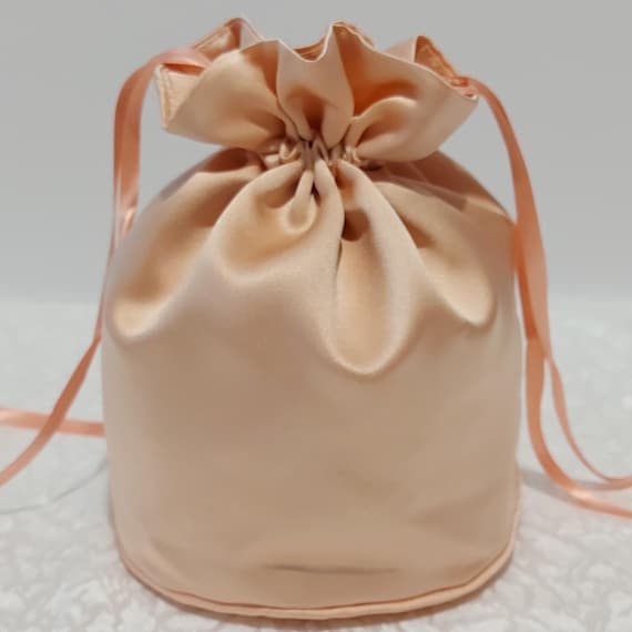 Peach Satin Dolly Handmade Ribbon Evening, Bridal