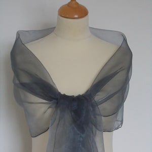 Pewter/ dark grey organza wrap shawl scarf for bridesmaids,  weddings, prom, races. UK seller