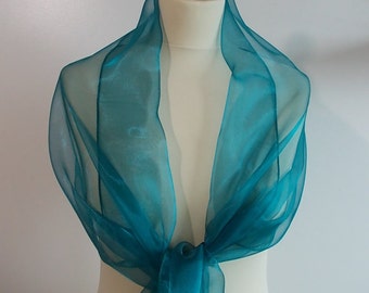 Teal organza wrap shawl scarf for bridesmaids,  weddings, prom, races. UK seller